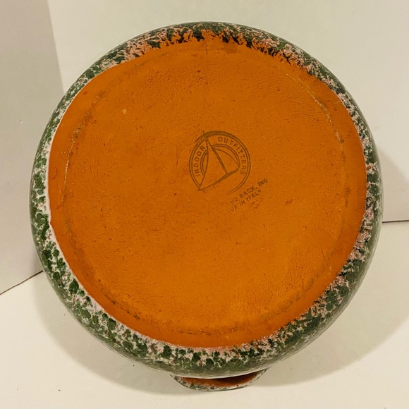 Indoor Outfitters Over And Back Teal Spongeware Bean Crock Lidded Made In Italy - Picture 8 of 9